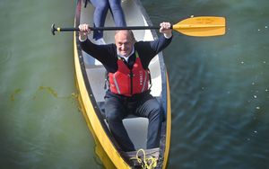 Lib Dem leader Ed Davey enjoyed a paddle with MP Helen Morgan.