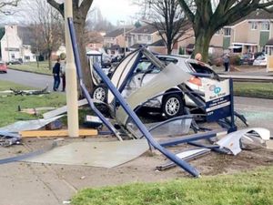 Supporting image for story: Car ploughs through bus stop and into tree in Coseley crash