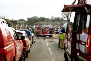 Emergency services at the incident in Cressage