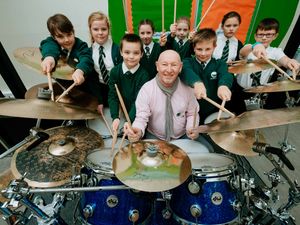 Supporting image for story: Telford pupils Rockin' all over the school with ex-Quo drummer Jeff
