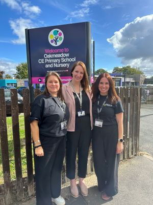 Headteacher of Oakmeadow C.E Primary and Nursery School Mrs Hill and Reach For Inclusion Directors Jo Garner and Siobhan Williams open the new provision.