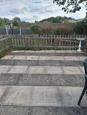 BEFORE: A tranquil new outdoor area has been created using items donated by Dunelm, to give residents a space to enjoy the warm summer days 