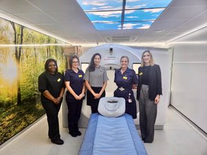 Sonia Kumar MP, centre, visits the new diagnostic centre at Dudley Guest Hospital