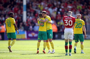 Swindon Town's Jack Payne celebrates scoring their side's third goal of the game with team-mate Dion Conroy
