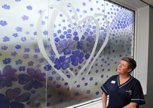 Fiona Deakin, an organ donation specialist nurse at SaTH, in front of the memorial window at Princess Royal Hospital
