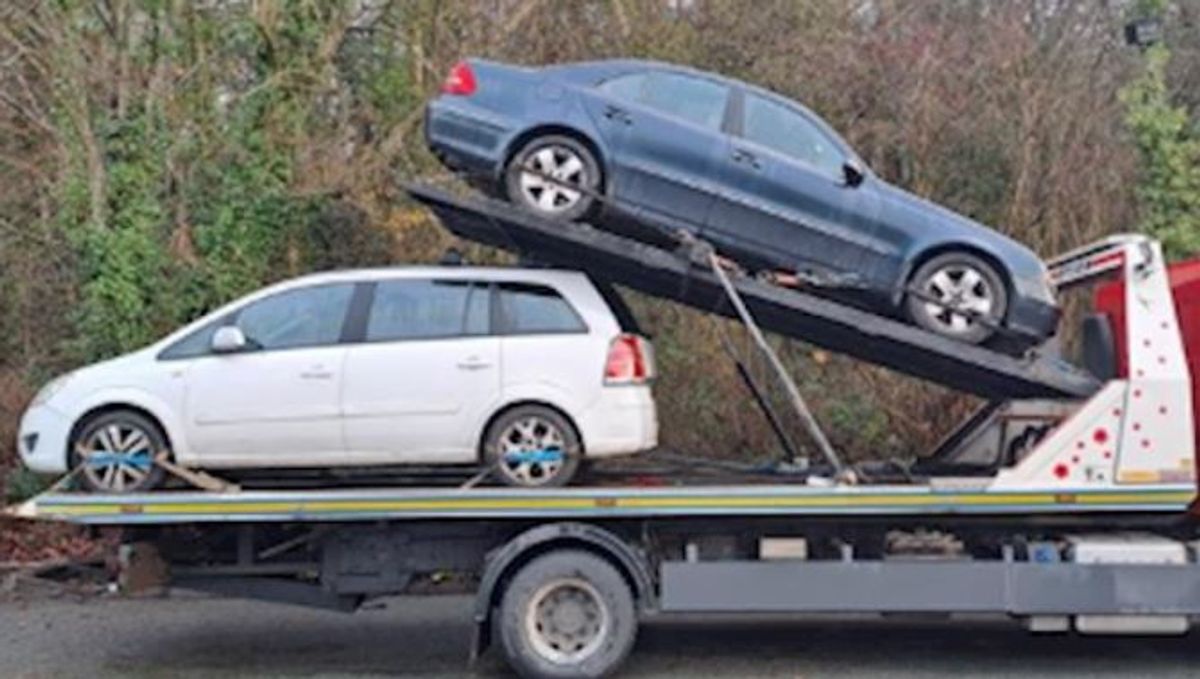 Two abandoned cars seized by police in north Shropshire village car park