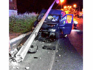 Supporting image for story: Driver flees after van smashes into lamp post in Dudley