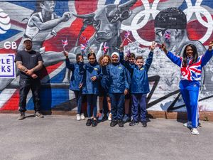 Supporting image for story: Mural unveiled at Birmingham school by former Olympic gold medallist to show support for Team GB