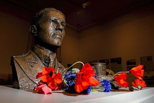 Wilfred Owen, captured in a bust, inspired the exhibition at the Museum and Art Gallery
