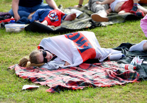 England fans watch the Women's Euro Final on the big screen at Dartmouth Park