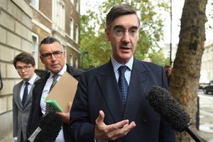 Jacob Rees-Mogg arrives at the Royal United Services Institute in Whitehall to discuss Brexit proposals