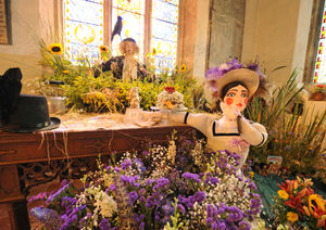 Arrangement featuring Worzel Gummidge, created by Louise Evans
