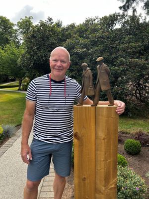 Simon Conolly with the new sculpture.