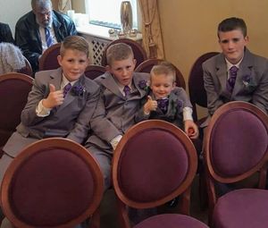 Christian with his twin Luke, his little brother Oliver and older brother Joshua. Photo: JustGiving.