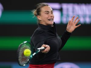 Aryna Sabalenka returns against Madison Keys