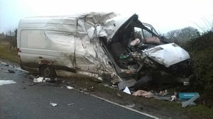 The wreckage of the van. Photo: West Midlands Ambulance Service.
