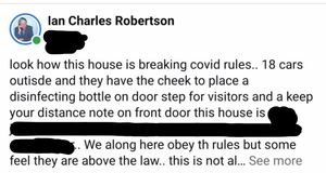 A now-deleted Facebook post by Councillor Ian Robertson