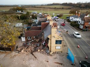 The Three Fishes pub was almost reduced to rubble after the crash