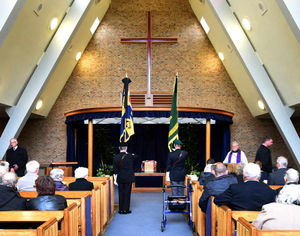 Members of the Royal British Legion at Gornal Wood Crematorium, during the funeral of Burma veteran Walter Carr