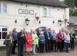 The gathering at the Star Inn to mark the painting unveiling and Spitfire Bar launch.