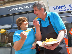 Supporting image for story: Long lines and big smiles as famous Dudley chip shop reopens months after bus crash