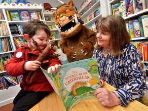 Supporting image for story: The Gruffalo upstages author Julia Donaldson at Shropshire book signing