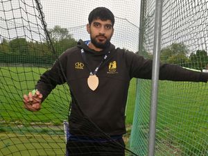 Hashim Iqbal with some with the damaged netting in the practise alley