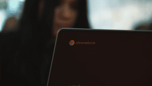 A student using their new Chromebook