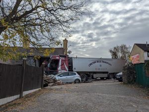 The lorry crashed through the corner of a home and into the side of the Three Fishes pub