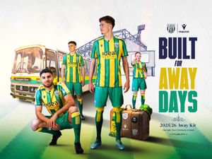 Supporting image for story: 'Built for away days': West Brom release new away kit with classic colours