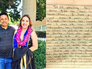 Supporting image for story: This graduate went viral after sharing an emotional, 17-year-old note from her father