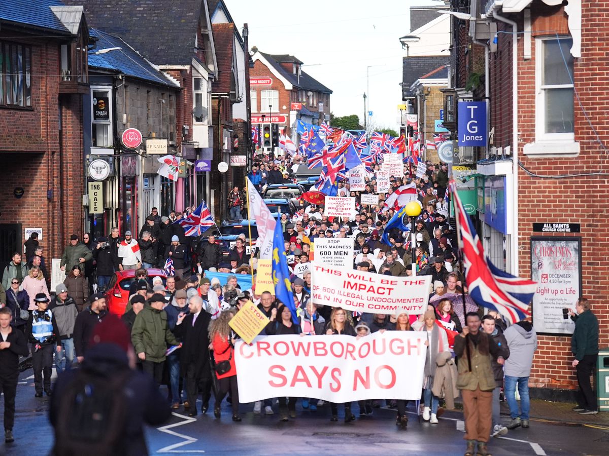 Hundreds take to the streets over plan to house asylum seekers at barracks