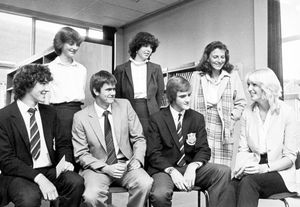 Pupils of Bridgnorth Endowed School who received special awards at a ceremony on September 25, 1981. Back row, from left, Elaine Taylor, Margaret Benning and Lisa Day. Front, from left, Robert Cullen, Malcolm Dent, Mike James, and Paula Dagnall.