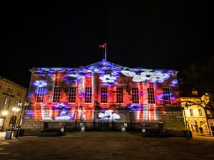 The Shire Hall was lit up as a poignant reminder of the sacrifices made by those across the world wars