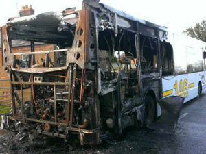 Supporting image for story: Flames engulf coach after engine fault causes blaze near Shropshire