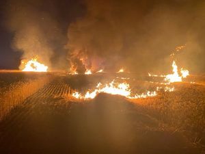 The results of a combine harvester blaze last week. Photo courtesy: Matt Alcock
