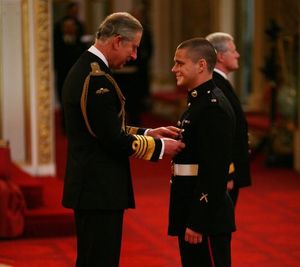 Matthew Bispham getting his Military Cross 