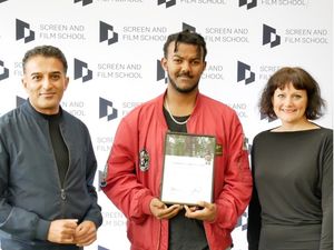 Supporting image for story: Citizen Khan star Adil hands scholarship to Yonatan, 20