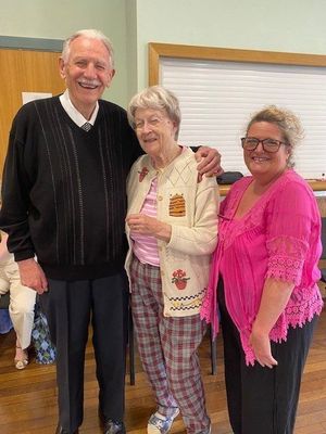 Roy and Sylvia with Julie Witton staff member from Littleton Lodge. Photo: Ideal Carehomes.