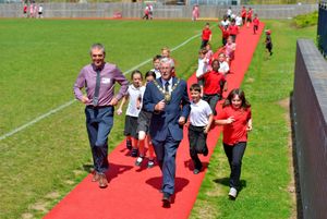 Telford mayor Stephen Reynolds tests out the new track