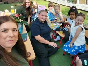 A few of the children enjoying their cakes and refreshments which we did for the Mayor Of Dudley.