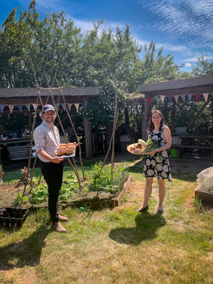 Ben and Charlotte Hollins on the farm earlier this year