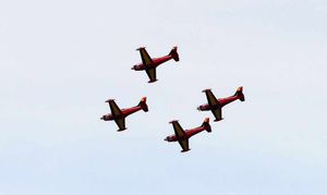 The Belgian Red Devils going through their paces.