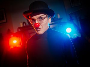 Supporting image for story: Dru clowning around back home in Oswestry after Edinburgh Fringe success