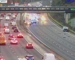 Collision near Corley Services on M6 north near junction 3.