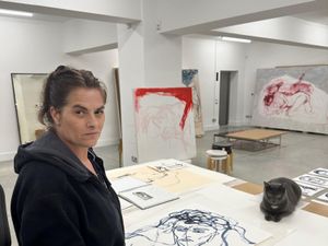 Supporting image for story: Tracey Emin draws 45 portraits of women for National Portrait Gallery doors