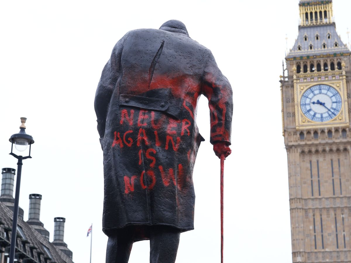 Man charged with criminal damage after Churchill statue defaced with graffiti