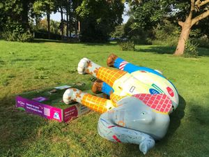 Supporting image for story: Hospice hit by new setback as a third elephant sculpture is damaged