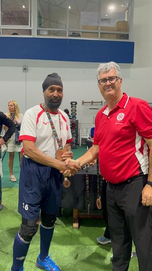 German Singh after winning the Over-75 Masters Hockey World Cup.