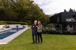 Omaze winners Richard and Yannick Baker at their multimillion pound New Forest home.
